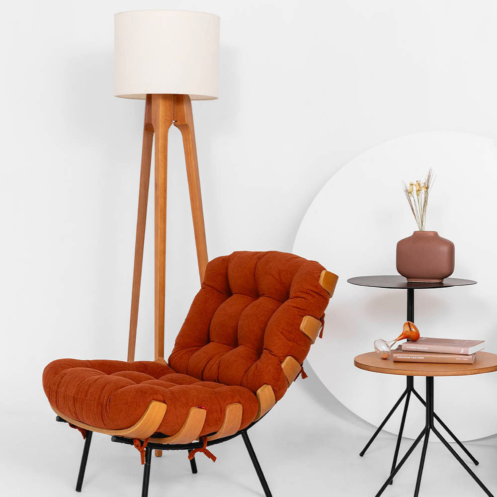 Poltrona Costela com Puff Botonê - Terracota