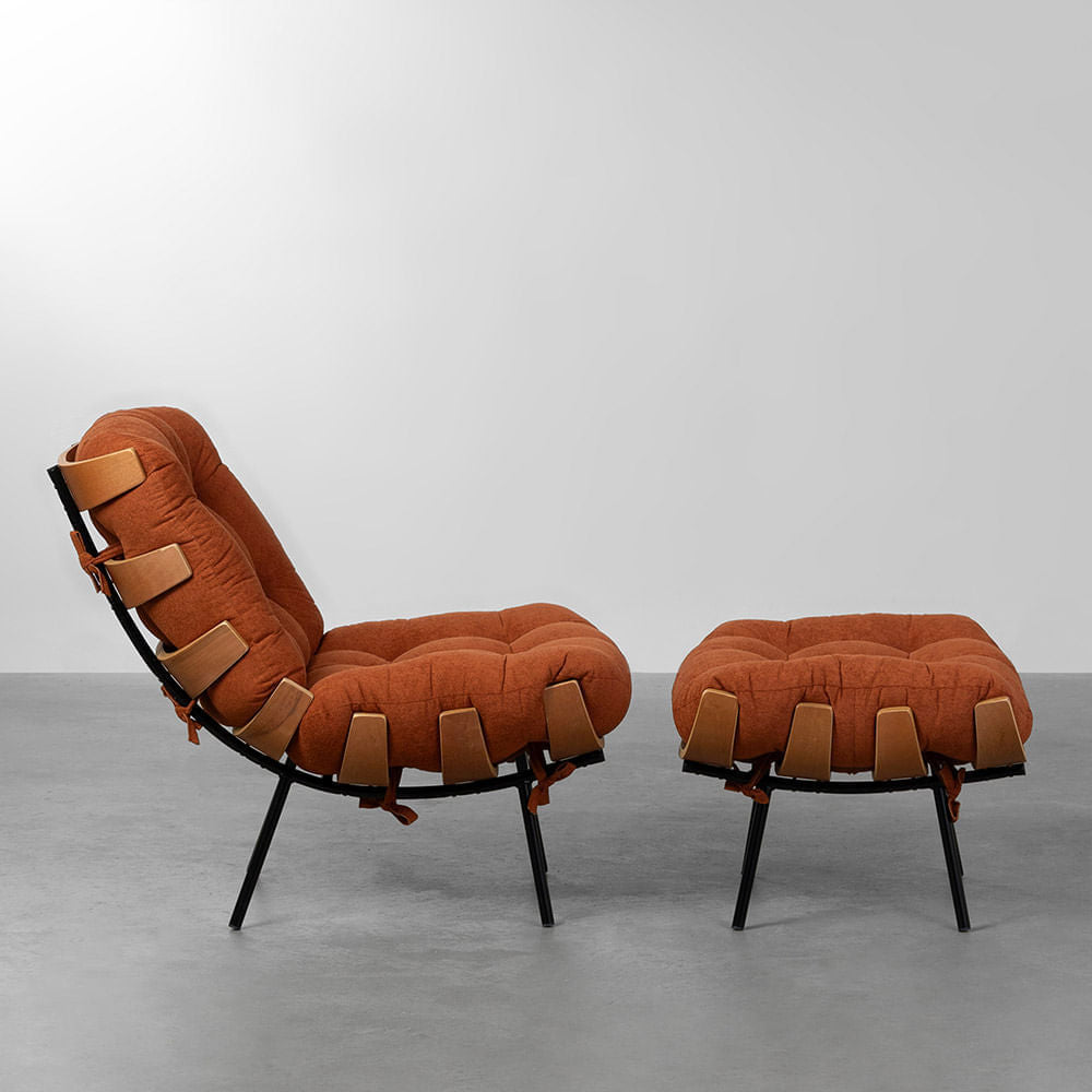 Poltrona Costela com Puff Botonê - Terracota