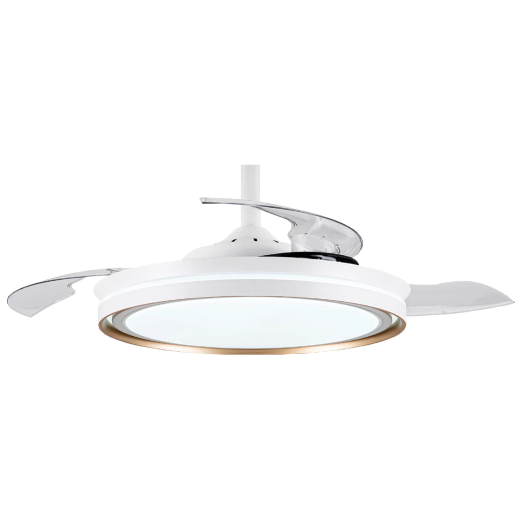 Ventilador de Teto Retrátil LED 42" — Branco + Dourado - Imagem 1