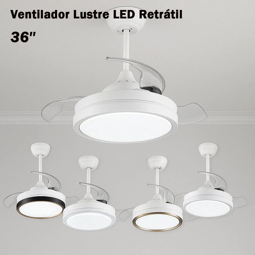 Ventilador de Teto Retrátil LED 42" — Branco Luz Lateral - Imagem 3