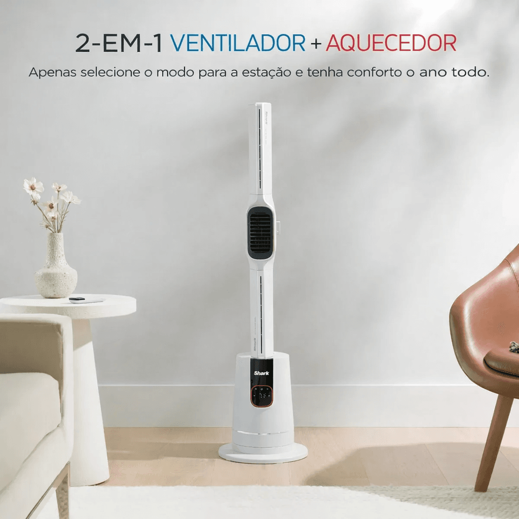 Ventilador de Torre TurboPro | Refrigera e Aquece — 2 em 1