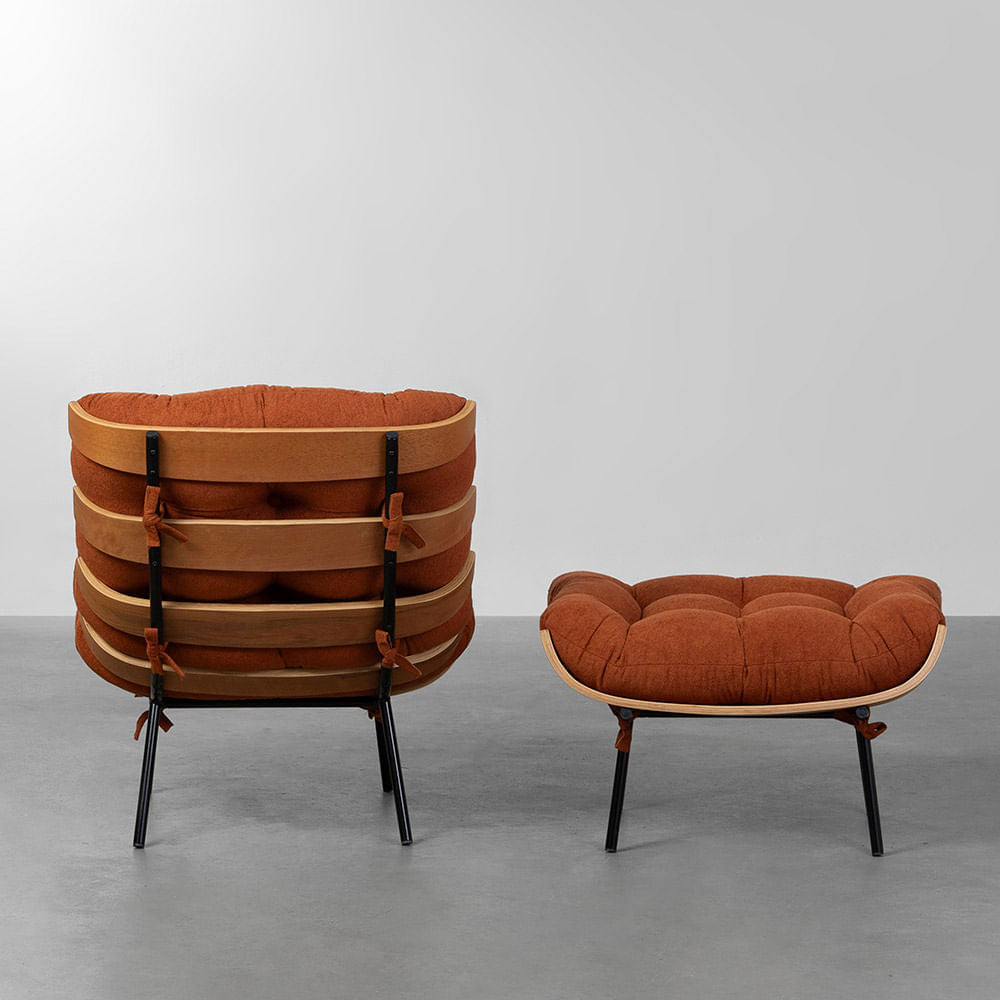 Poltrona Costela com Puff Botonê - Terracota